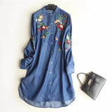 Women Dresses Embroidery Slimming Shirt Dress