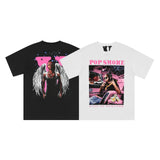 Vlone T Shirts Rapper Character Culture Big V Short Sleeve T-shirt Men and Women High Street Half Sleeve
