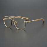 CHH Chrome Hearts Glasses Japanese large frame pure titanium engraved pattern myopia glasses frame