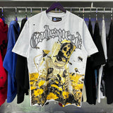 Godspeed T Shirts Skull Bee Sunflower Print Cotton Short Sleeve Men and Women