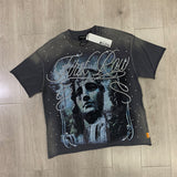 First Row T Shirts LOST UTOPIA UNEARTH CROPPED TEE White Ink Direct Injection Breathable Hot Drill