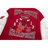 Off White Jacket Qiuxin OW Joint NBA Team Series Baseball Jacket