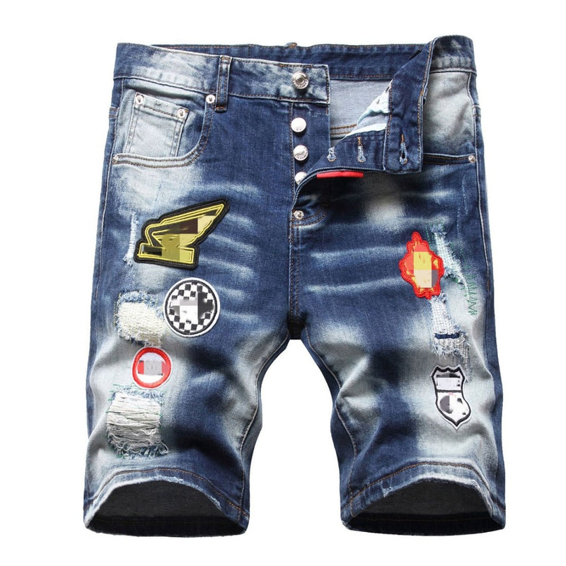 DSQ2 Short Jeans Ripped Stretch Denim Shorts