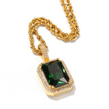 Jewelry Colored Square Solid Vintage Pendant Necklace with Diamonds ins Royalty Jesus Pieces Spectrum