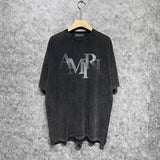 Amiri washed t-shirt gray gradient letterprinting short sleeves