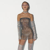 Women Dress Sexy See-through Shiny Dress