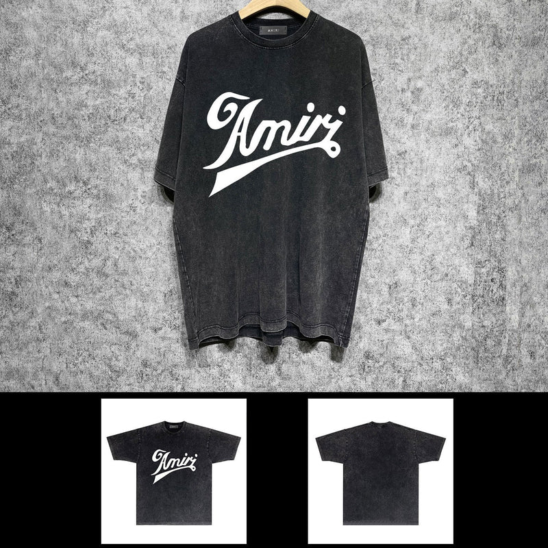 Amiri washed t-shirt flowy letter short sleeves