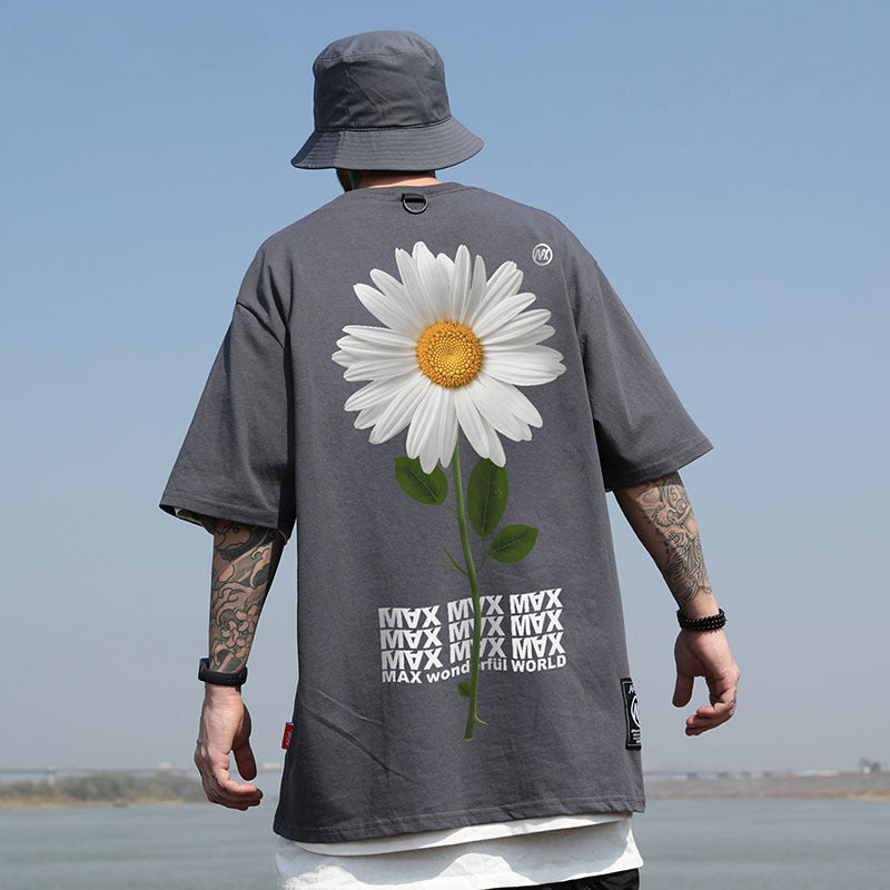 Men T-Shirt Daisy Print Oversize