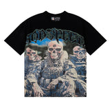 Godspeed T Shirts Skull Marines Printed Cotton Casual Short Sleeves Men and Women