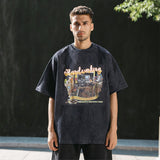 Mens Vintage T Shirt Direct Injection Printing Wash