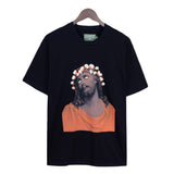 Denim Tears T Shirts Kapok Vintage Portrait Oil Painting Print Loose-Fitting Casual round-Neck Short Sleeve T-shirt