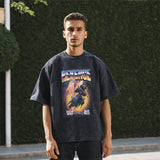 Mens Vintage T-Shirt Printed Loose Short Sleeve T-Shirt