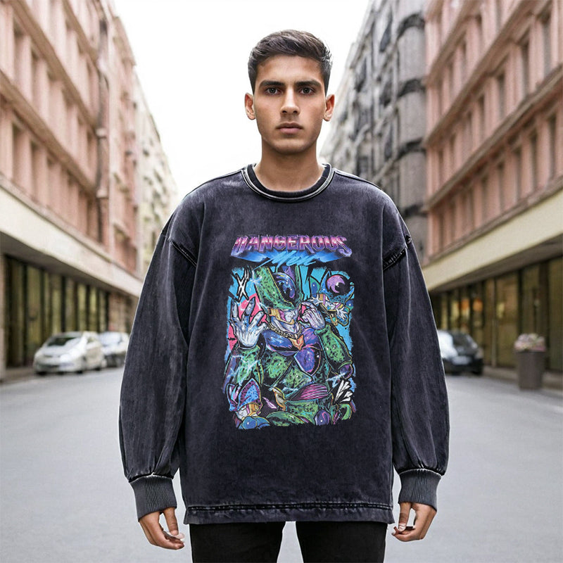 Mens Vintage Long Sleeve Shirt Print Casual Long Sleeve