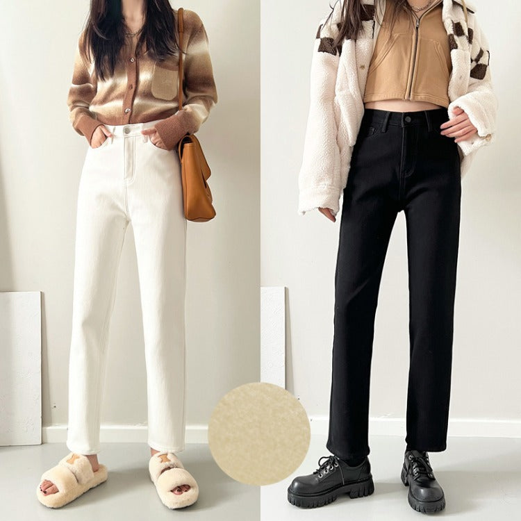 Women Jeans Fleece-lined Slim Fit Slimming