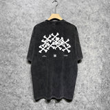 Amiri washed t-shirt skeleton letter short sleeve