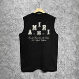 Amiri tank top bone white bone crack letterprinting