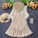 Betty Draper Valentine's Day Dress Women's Clothing Spring French Dress Long Pleated Skirt