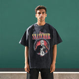 Mens Vintage T-Shirt Cartoon Print Short Sleeve T-Shirt