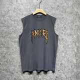 Amiri tank top splashed paint skeleton printing