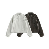 Unisex Pu Jacket Retro Biker's Wind Leather Coat