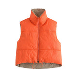 Women Vest Fashion Double-Sided Cotton-Padded Vest