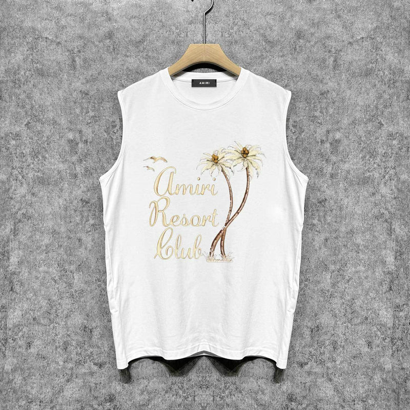 Amiri tank top coconut tree bird printing