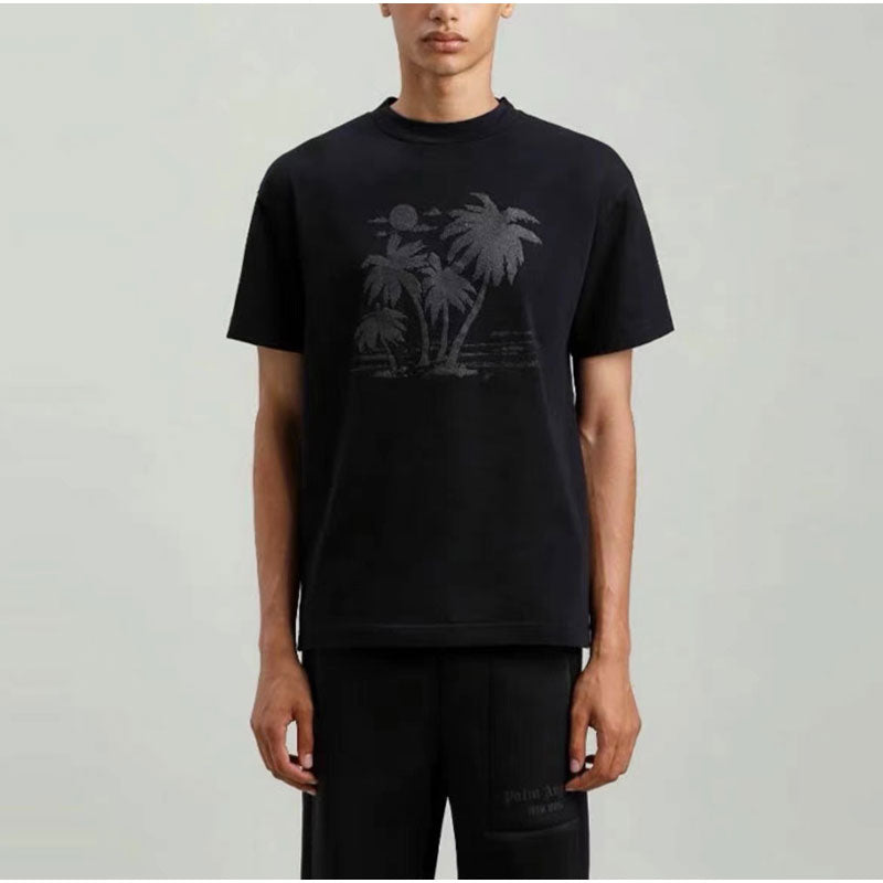 Palm Angle T Shirts Black Palm Puff Print