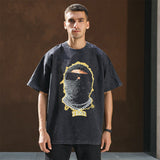 Mens Vintage T Shirt Rose Skull Short Sleeve