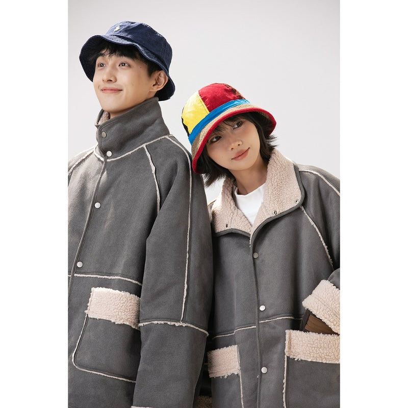 Unisex Coat Lamb Wool Coat Loose and Warm