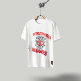 Travis Scott T Shirts x Mitchell x Ness Wisconsin Badgers Hand-Drawn collaboration short-sleeve