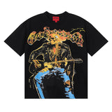 Godspeed T Shirts Guitar Skull Denim Print Casual Crew Neck Short Sleeve Men and Women