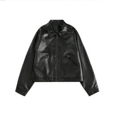 Unisex Pu Jacket Locomotive Style PU Leather Coat Baggy Coat