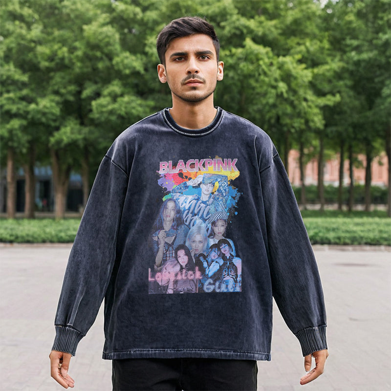 Mens Vintage Long Sleeve Shirt Retro Long Sleeve T-Shirt Men