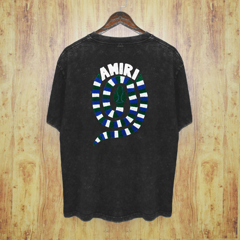 Amiri Washed Distressed T Shirt Printed Trendy Pure Cotton