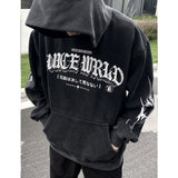 HS Hoodie Vintage Distressed Heavy Velvet Padded Loose