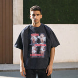 Mens Vintage T Shirt Printed Washed Old Short Sleeves