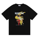 Rhude T Shirt Hip Hop Men and Women Couple Loose Casual