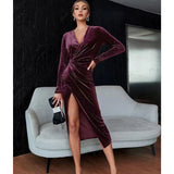 Valentine's Day Dress Evening Dress Sexy off-the-Leg Long Sleeve Dress