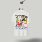 Travis Scott T Shirts Cactus Jack x Utopia x SAINT joint doll flame hellhound print short sleeve