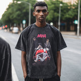 Mens Vintage T Shirt Cartoon Print Washed Short Sleeve