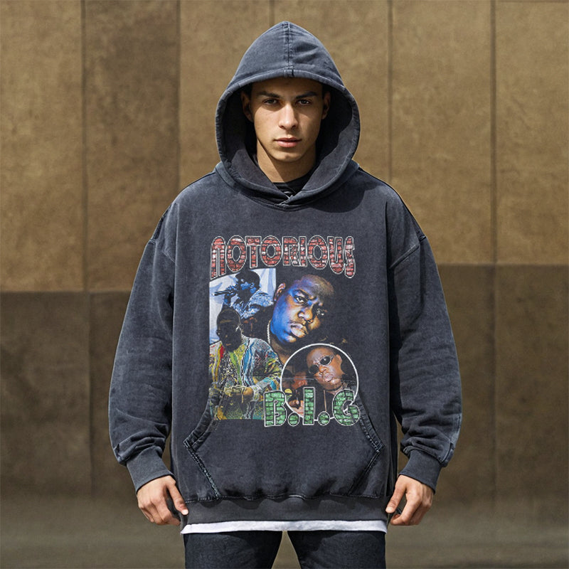 Mens Vintage Hoodie Sweater Loose Hooded