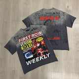 First Row T Shirts Breaking News Venom Kills Cropped Tee 2026SS Hot Diamond Wash Old Cotton