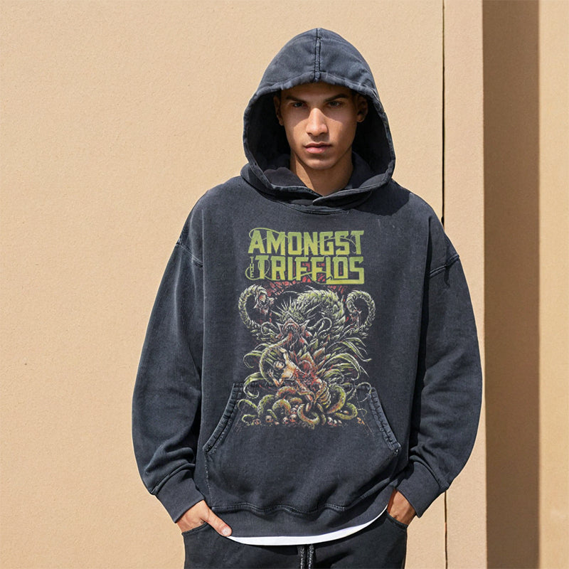 Mens Vintage Hoodie Washed Hooded Sweater Men and Women