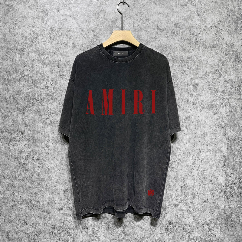 Amiri washed t-shirt letter small spider printing short sleeves