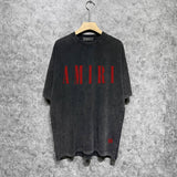 Amiri washed t-shirt letter small spider printing short sleeves