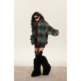 Unisex Coat Plaid Couple Lamb Wool Cotton-Padded Jacket