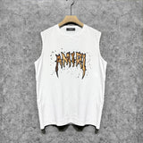 Amiri tank top splashed paint skeleton printing