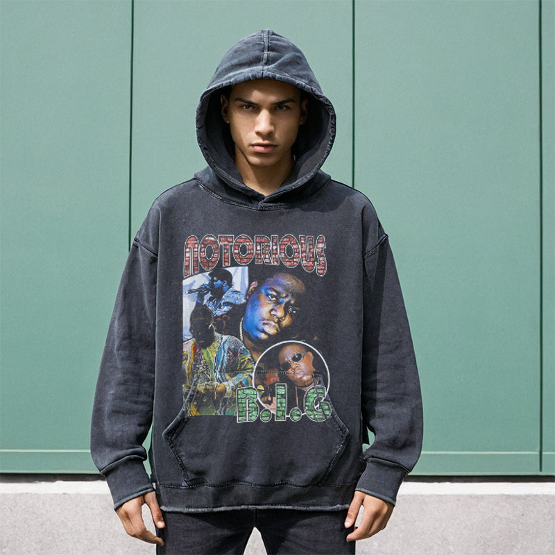 Mens Vintage Hoodie Printed Sweater Men