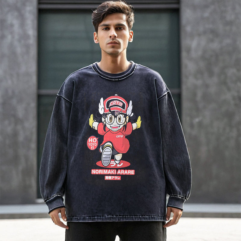 Mens Vintage Long Sleeve Shirt Cartoon Print Long Sleeve