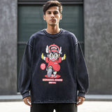 Mens Vintage Long Sleeve Shirt Cartoon Print Long Sleeve